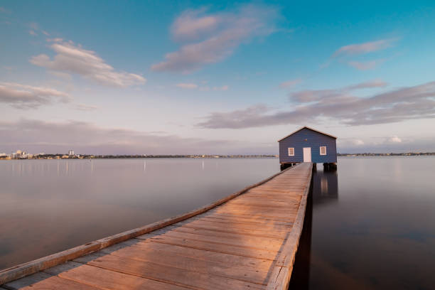 istock Side angle of Blue boat house in Perth, Western Australia 1426237089