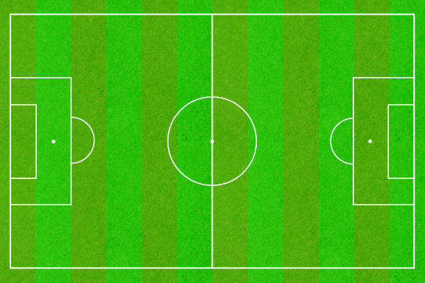 ilustrações de stock, clip art, desenhos animados e ícones de an empty football field from top view. - football field backgrounds aerial view sport