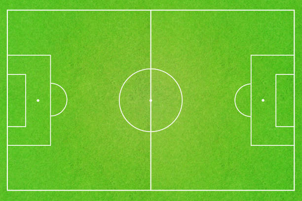 ilustrações de stock, clip art, desenhos animados e ícones de an empty football field from top view. - football field backgrounds aerial view sport