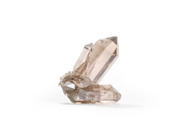Smoky quartz crystal cluster, isolated. stock photo