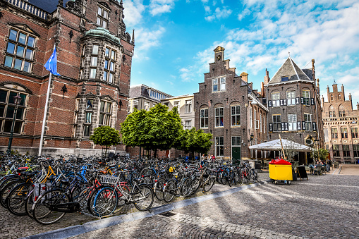 Favorite Dutch Mode Of Transport - Bicycles Near Groningen University, The Netherlands