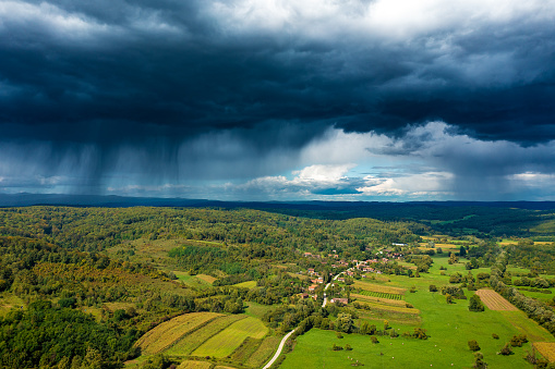 Stormy clouds over the countryside in Croatia