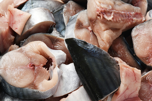 Fresh tuna fillets, raw food salmon and tuna fillets
