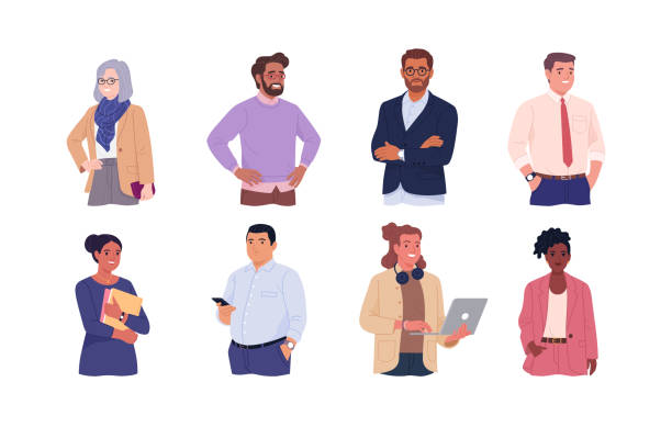 business people avatars collection. - portre stock illustrations