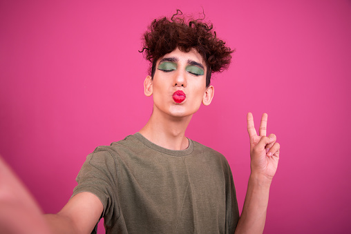 Funny attractive guy in make-up.