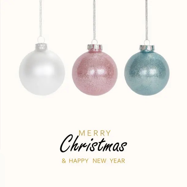 Photo of Christmas bulb bomb bauble balls colorful decoration isolated on white background. Christmas glass ball