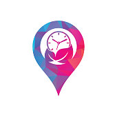 istock Nature time map pin shape concept vector logo design 1426263107