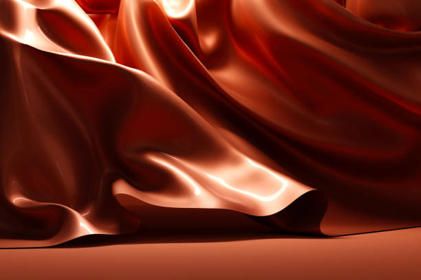 istock Dark orange podium with amber flying fabric, cloth background 1426266647