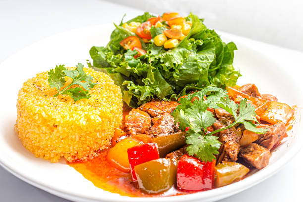 istock Chinese Traditional Fried Rice with shaky beef, vegetables served on a white plate high resolution stock photo 1426268498