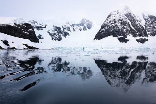 Antarctic Peninsula. Paradise Harbor is located on Gerlache Strait.