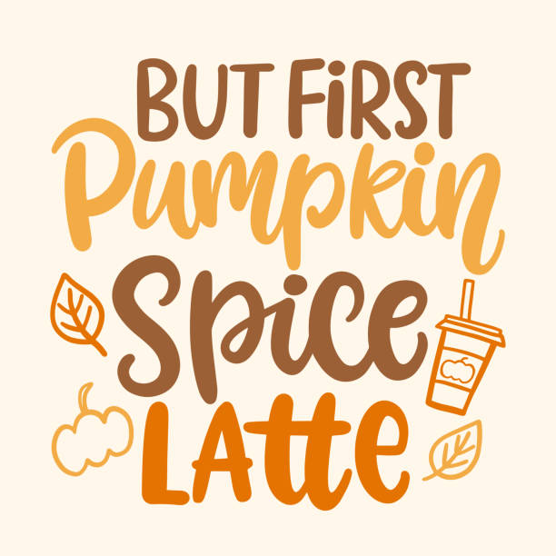 しかし、最初のカボチャスパイスラテ - latté pumpkin spice coffee点のイラスト素材／クリップアート素材／マンガ素材／アイコン素材