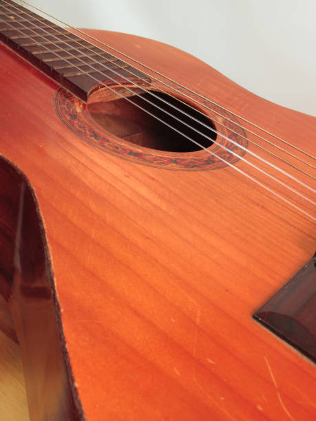 istock portrait of an old guitar, with its top worn from use. 1426281566