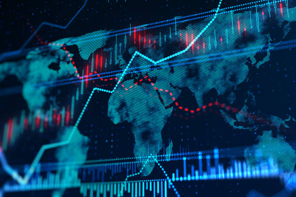 istock Creative glowing forex chart on blurry texture. Trade, finance, stats. 3D Rendering. 1426284725