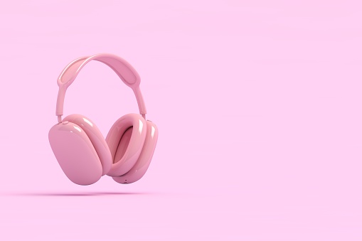 Pink, headphones, isolated