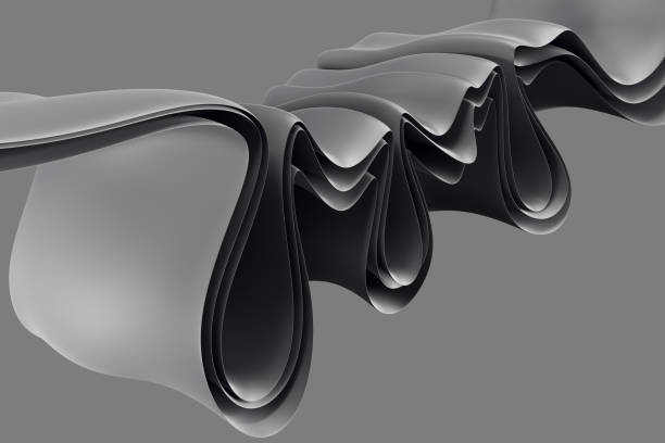 istock Creative black wave cloth or fabric on dark background. Luxury background for branding and product presentation. 3D Rendering. 1426284878