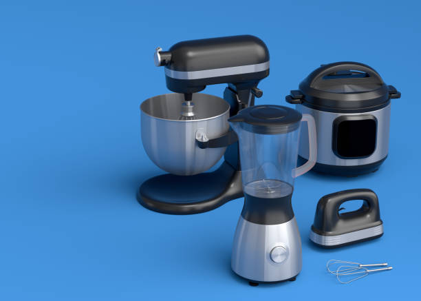 istock Blender for making healthy smoothie, hand mixer and multi cooker on blue 1426292881