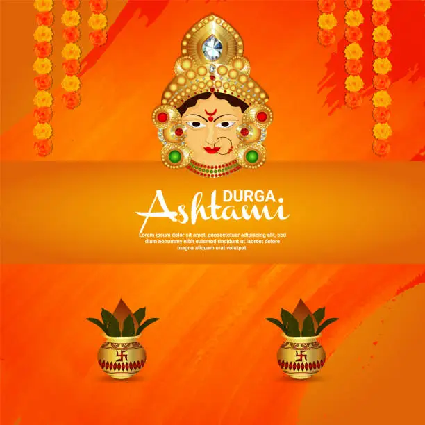 Vector illustration of Happy durga ashtami celebration background with vector illustration