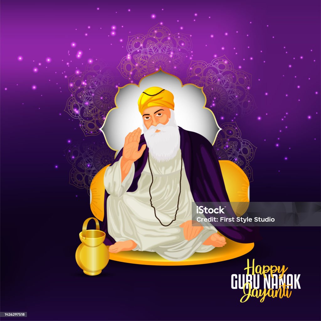 Vector Illustration Of Guru Nanak Dev Ji For Happy Gurpurab Stock ...