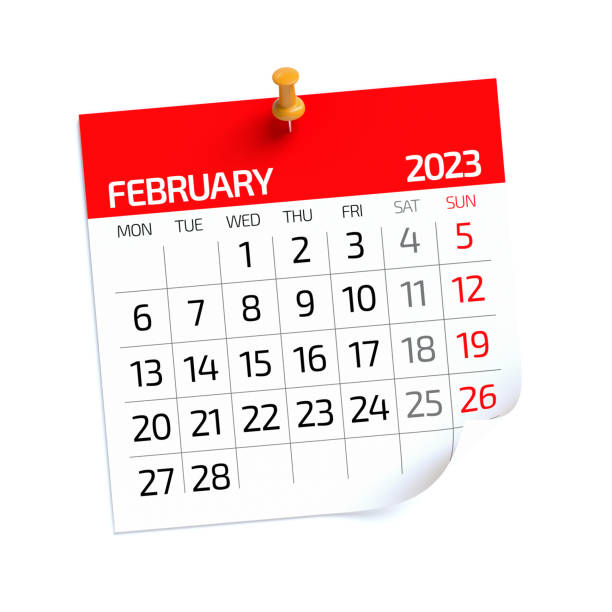 istock February 2023 - Calendar. Isolated on White Background. 3D Illustration 1426300370