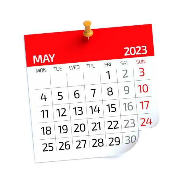 istock May 2023 - Calendar. Isolated on White Background. 3D Illustration 1426300379