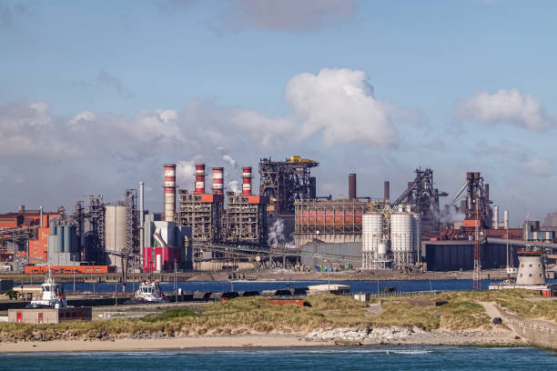 Power generation at port of Dunkerque, France stock photo