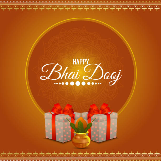 Creative design concept of happy bhai dooj Creative design concept of happy bhai dooj bhai tika stock illustrations