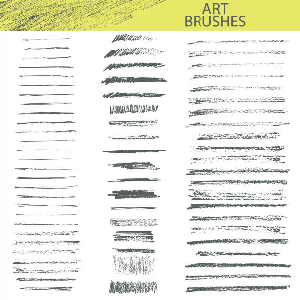 Graphite pencil vector illustrator art brushes Graphite pencil vector illustrator art brushes. Thin and thick lines, crosshatching. For hand drawn effect, sketch stylise. illustrator stock illustrations