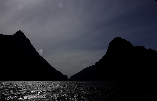 Long view of Milford Sound, New Zealand.