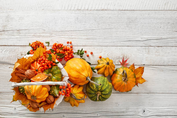 istock Basket filled with pumpkins 1426329623