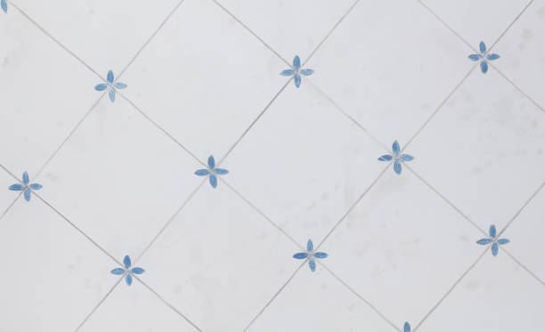 istock White slab blue ornament wall background. Abstract geometric seamless pattern 1426335719