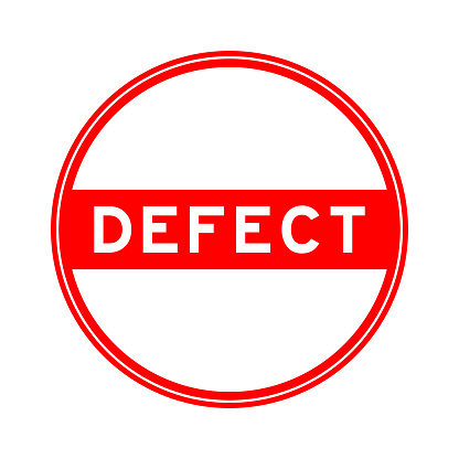 Red Defect Box Red Color Round Seal Sticker In Word Defect On White Background Stock ...