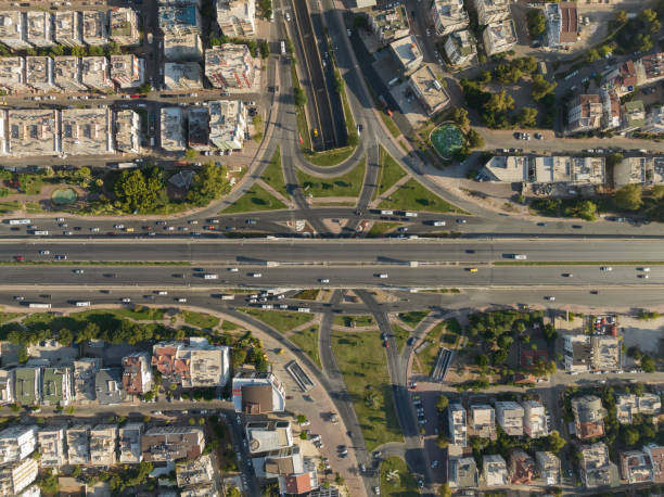 istock Aerial view of overpass and road intersection 1426344974