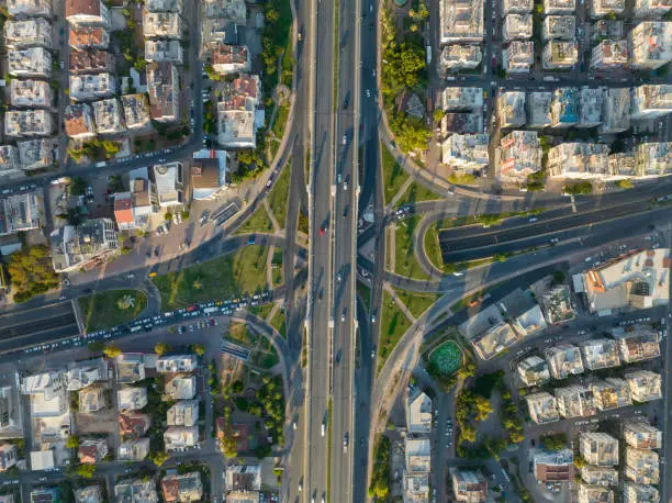 Photo of Aerial view of overpass and road intersection