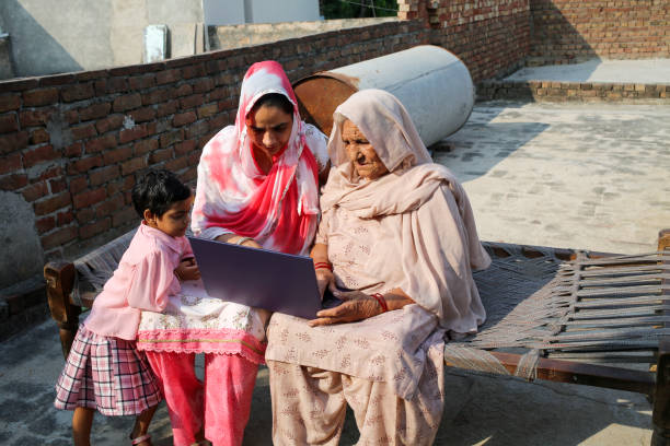 istock Indian family using laptop at home 1426347598