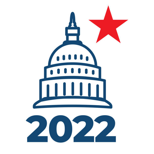 2022 Midterm Elections Design w Red White and Blue Vote Icon 2022 Midterm Elections Design with Red White Blue Vote Icon democratic party logo stock illustrations