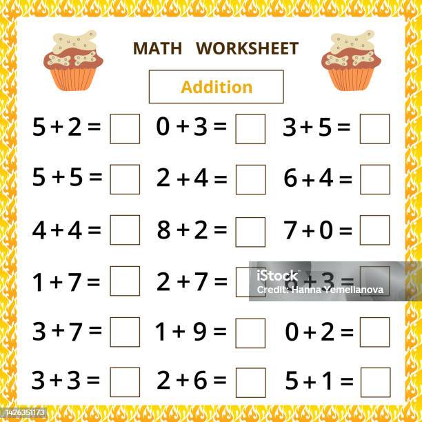 Istock Math Problems Math Worksheetaddition Stock Illustration - Download Image Now ...
