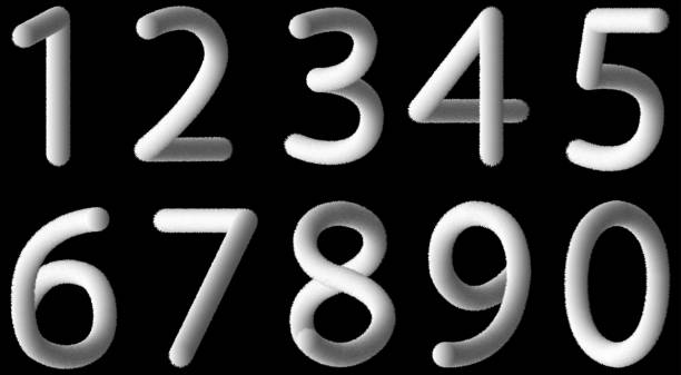 istock Set of white fluffy Arabic numerals on a transparent background 1426351647