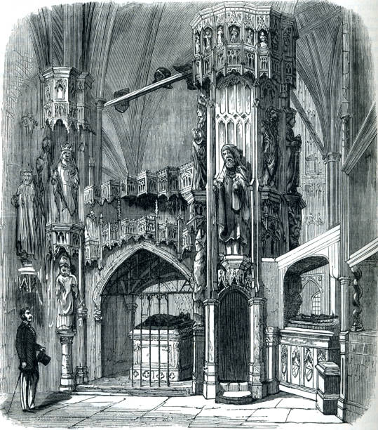 헨리 v 런던의 웨스트민스터 수도원 샹트리 - henry v stock illustrations