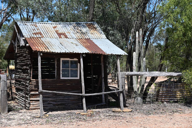 An old abandoned wood and tine cabin in the outback of Queensland, Australia.