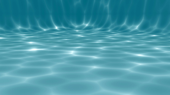 Beautiful caustic ripple on blue underwater (3D Rendering)