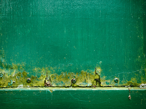 A painted wooden board. Bright, viridian green with chartreuse highlights. Green bice; veronese green; sap green; lime green; emerald green; Saxon green;