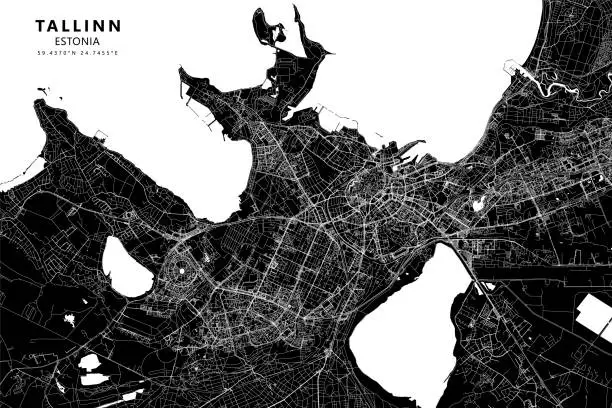 Vector illustration of Tallinn, Estonia Vector Map