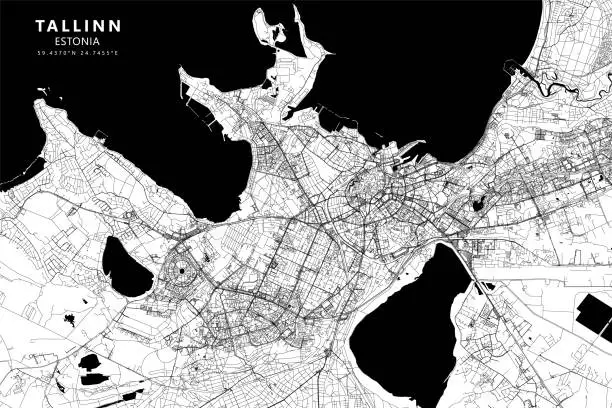 Vector illustration of Tallinn, Estonia Vector Map