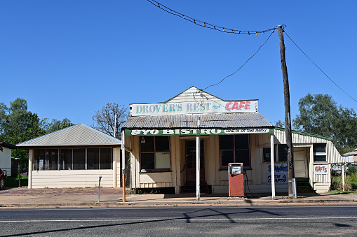 Alphs, Qld - Sep 19 2022:An empty main street in Alpha town in the outback of Queensland.Outback makes up about 70% of Australia's landmass, but is inhabited by less than 3% of Australia population