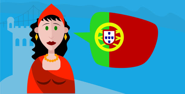 a Portuguese woman in typical costume a Portuguese woman in typical costume hoatzin stock illustrations