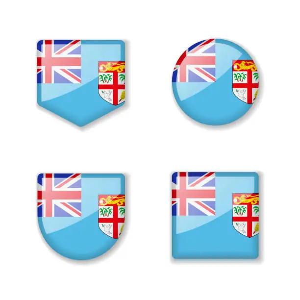Vector illustration of Flags of Fiji - glossy collection.