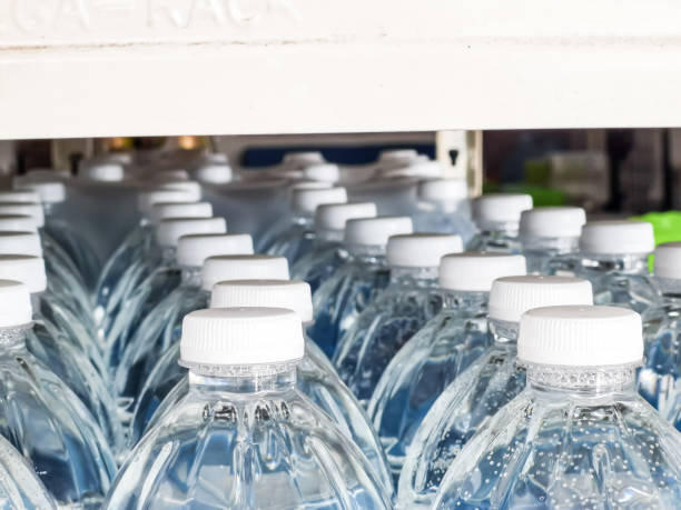 istock Selective focus close up image of mineral water bottle caps. 1426410753