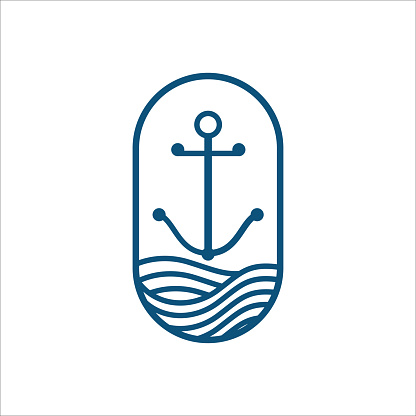 Ship anchor vector design template illustration. design with line art style