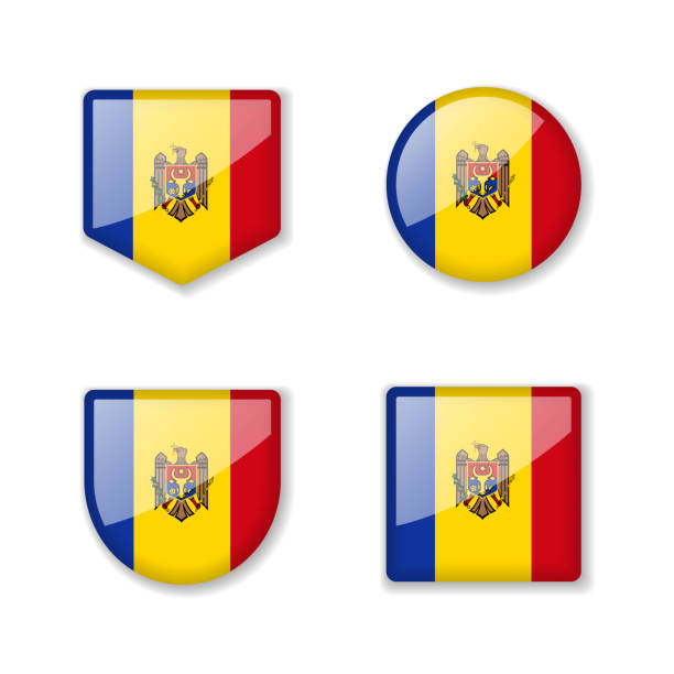 Flags of Moldova - glossy collection. Flags of Moldova - glossy collection. Set of vector illustrations moldovan flag stock illustrations