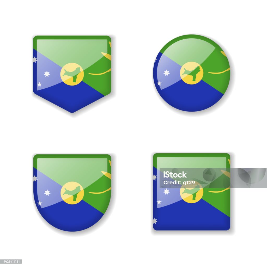 Flags Of Christmas Island Glossy Collection Stock Illustration
